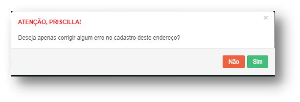 Alerta Alterar Endereço