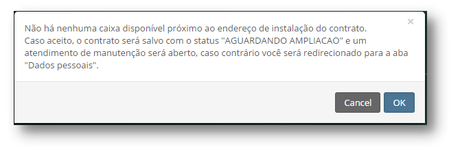 Alerta Sessão Saída da Caixa Conectorizada