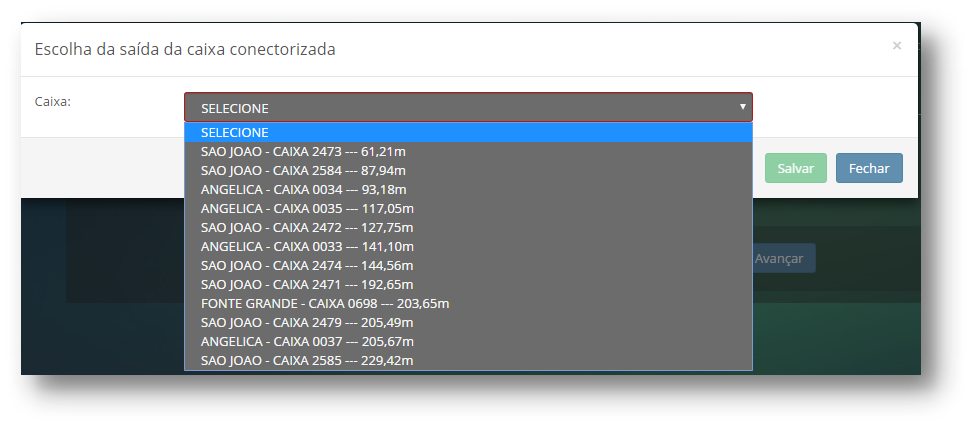 Escolha da Saída da Caixa Conectorizada